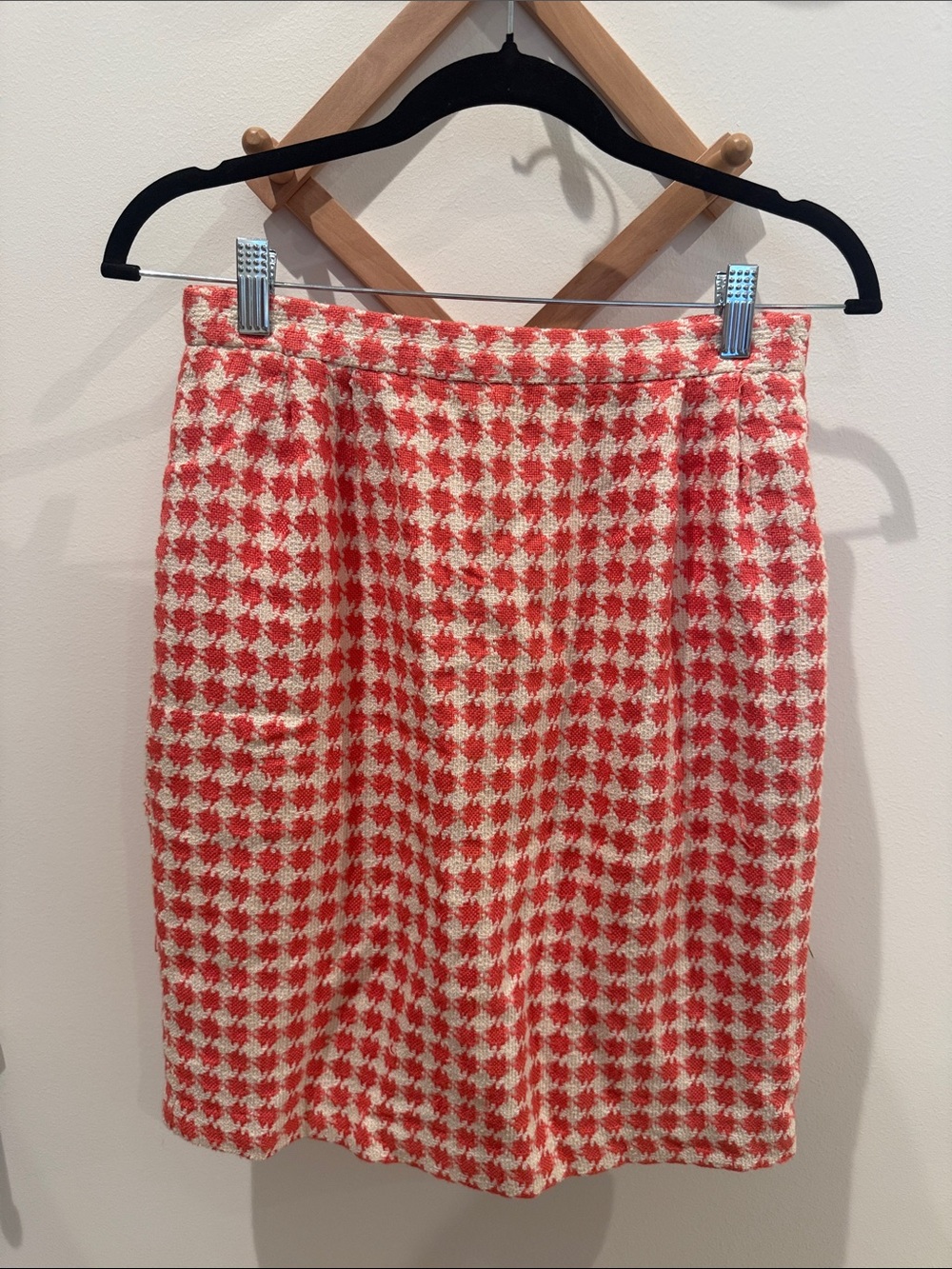 Womens Salmon and Cream Houndstooth tweed Skirt